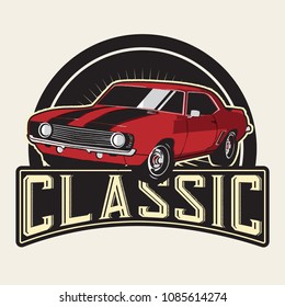 illustration classic car logo template