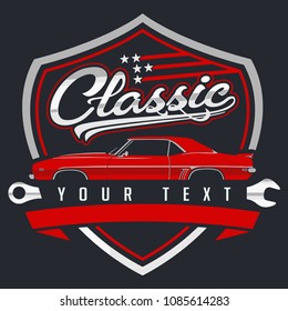 illustration classic car logo template