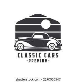 illustration classic car logo template Vector