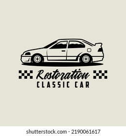 illustration classic car logo template Vector