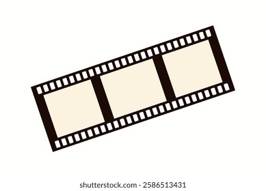 Illustration of a classic filmstrip roll, representing traditional movie production and cinematography, designed in a simple and elegant vector style.