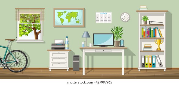 Illustration of a classic homeoffice