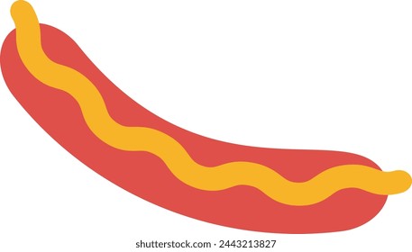 Illustration of a classic hotdog with yellow mustard on top.