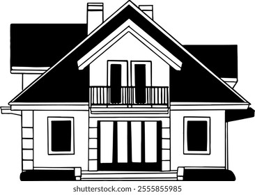 Illustration of a Classic House Design. Minimalist style illustration 