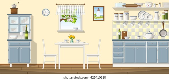 Illustration of a classic kitchen