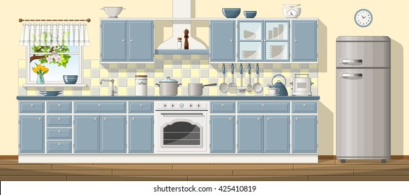 Cartoon Kitchen Background Images, Stock Photos & Vectors | Shutterstock
