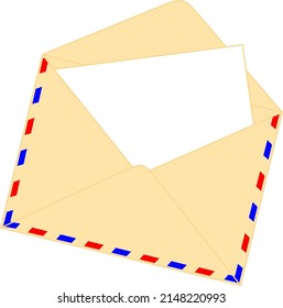 Illustration of classic letter envelope with blank card.
