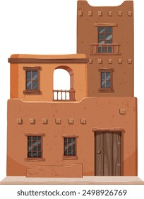 Illustration of a classic Mexican adobe house