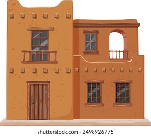 Illustration of a classic Mexican adobe house