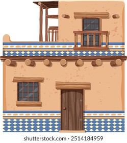 Ilustração de uma casa de adobe mexicana clássica