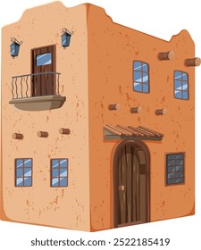 Illustration of a classic Mexican adobe house