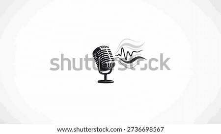 Illustration of a classic microphone with sound waves emanating from it, symbolizing audio and broadcasting.