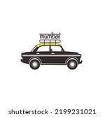 illustration of classic mumbai taxi, vector art.