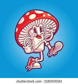 illustration of classic mushroom mascot
