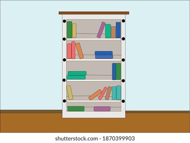 Illustration of a classic pastel wood library.
