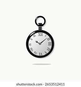 Illustration of a classic pocket watch with Roman numerals