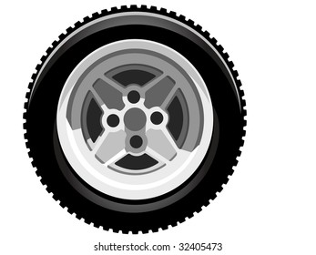 illustration of a classic rally car tire on a sport wheel.