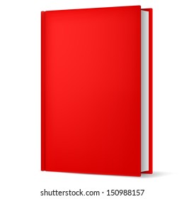 Illustration of classic red book in front vertical view isolated on white background.