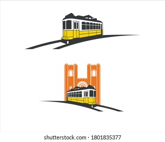 An illustration of a classic train in lisbon.