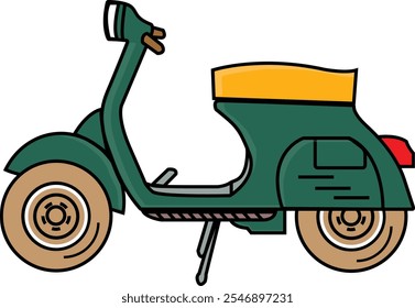 Illustration of A Classic Vespa Scooter in a Side View