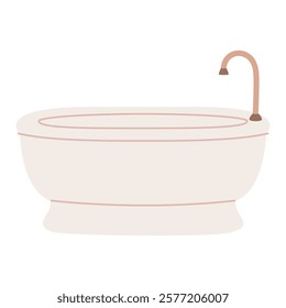 Illustration of a classic white bathtub. Ideal for creating vintage bathroom designs.