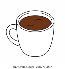 Illustration of Classic White Mug with Dark Brown Coffee
