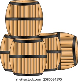 the illustration of the classic wooden barrel. 