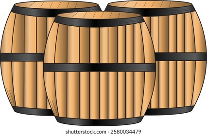 the illustration of the classic wooden barrel. 