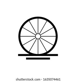 Illustration classic wooden cart wheel logo design 