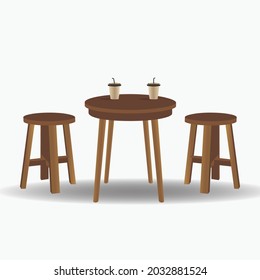 illustration of classic wooden chairs and table, usually used for relaxing and drinking coffee, white background and can be used for your design purposes.