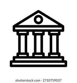Ilustración de un edificio Clásica con columnas y frontón en estilo de contorno