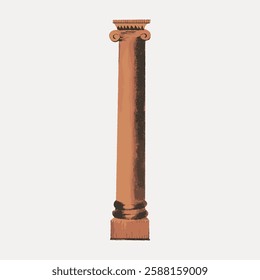 Illustration of a classical Greek column. The column is tall and slender, with intricate detailing. Greek column design emphasizes classical architecture. Vintage art illustration, vector.