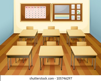 Empty School Classroom Desks Chair Wood Stock Photo (Edit Now) 1174837246