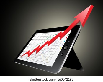 illustration of classy tablet PC with business concept