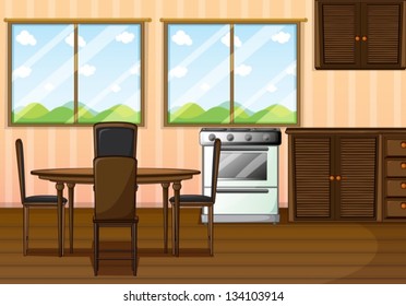 Illustration of a clean dining room