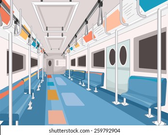 Illustration of a Clean and Empty Subway Train Car