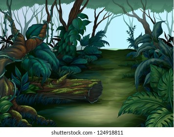 Illustration of a clean and green forest