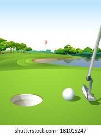 Illustration of a clean and green golf course