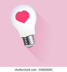 illustration of clean light bulb with heart on pink background