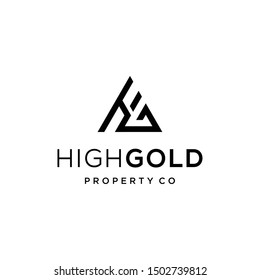 Illustration of clean and modern triangle shape made of letters HG or GH sign logo design