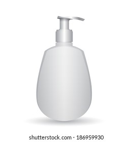 Illustration of clean plastic bottle template with dispenser for liquid soap. Isolated on white. 