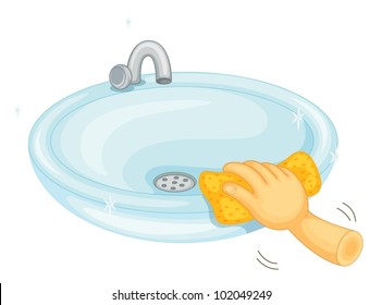 Illustration of cleaning a basin