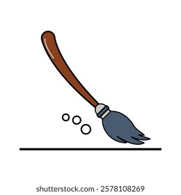 Illustration of a Cleaning brush Icon. Cleaning Brush Sweeping Across the Surface. 