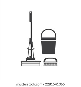 illustration of cleaning service tools, vector art.