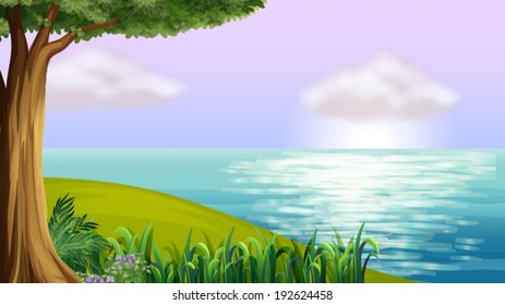 Illustration of a clear blue sea