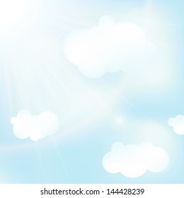 illustration clear blue sky with clouds vector abstract background