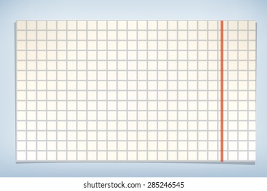 illustration of clear page from notebook with red line