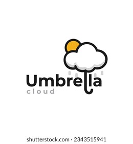 Illustration of clear sky, umbrella cloud vector logo suitable for shop and cafe