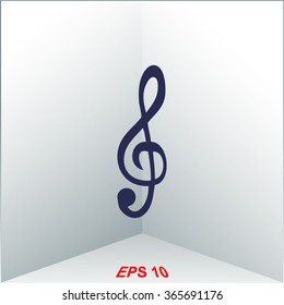 Illustration of clef isolated. Vector icon.