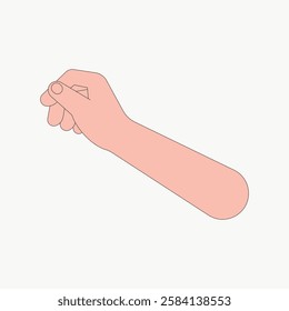 Illustration of a clenched fist, showing a forearm and hand. The fist is drawn in a minimalist style, emphasizing the clenched hand and forearm shape. Vector isolated on white.